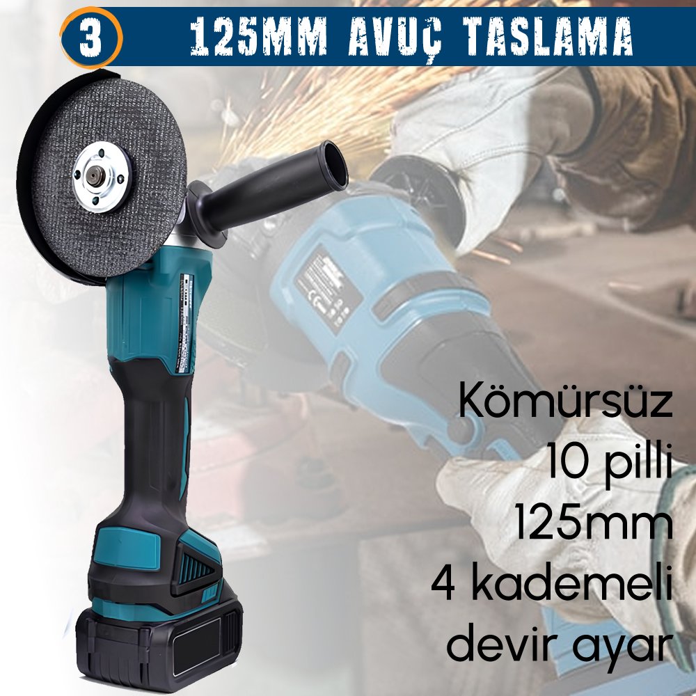 Akülü Kömürsüz 3IN1 Set Makine avuç taşlama özellikleri