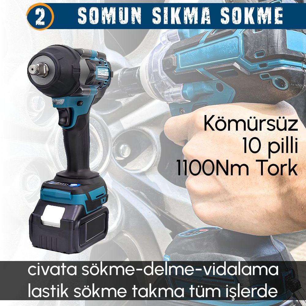 Akülü Kömürsüz 3IN1 Set Makine somun sökme sıkma özellikler