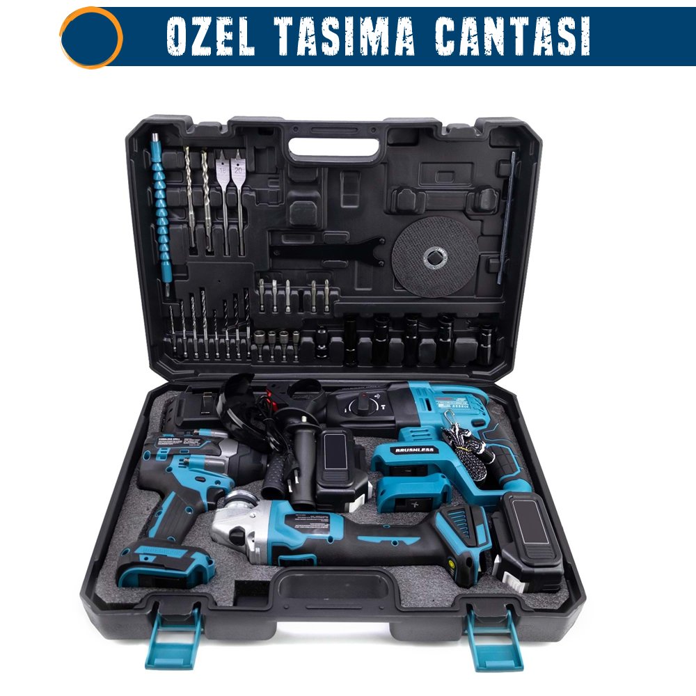 Akülü Kömürsüz 3IN1 Set Makine taşıma çantası