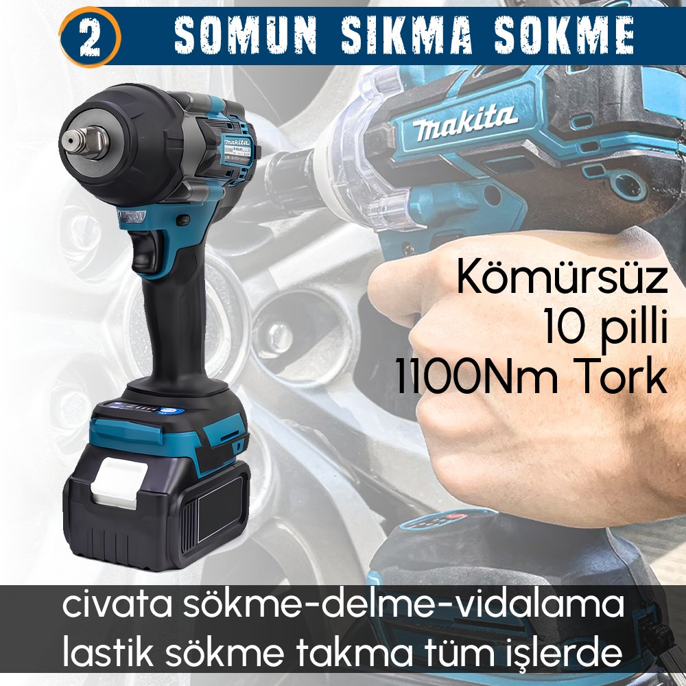 Akülü Kömürsüz 5li Set Makine 800nm somun sökme özellikler