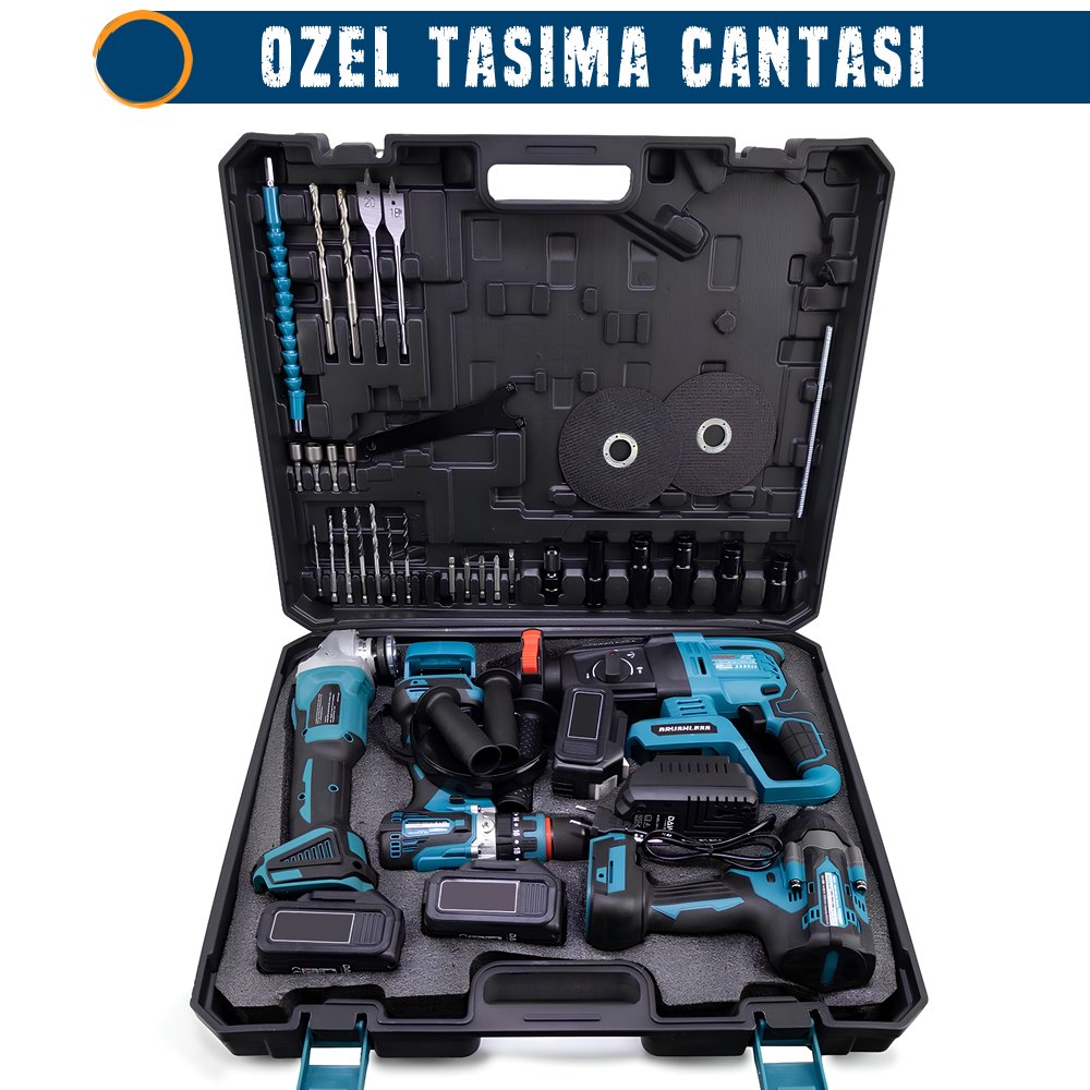 Akülü Kömürsüz 5li Set Makine taşıma çantası