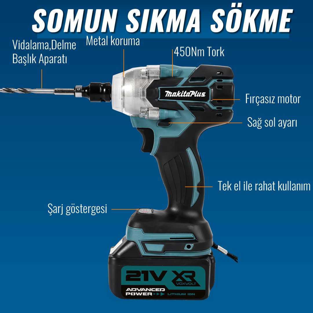 Makita MP007  Akülü Süper 6li Set Makina 88vf 5ah dal budama testeresi