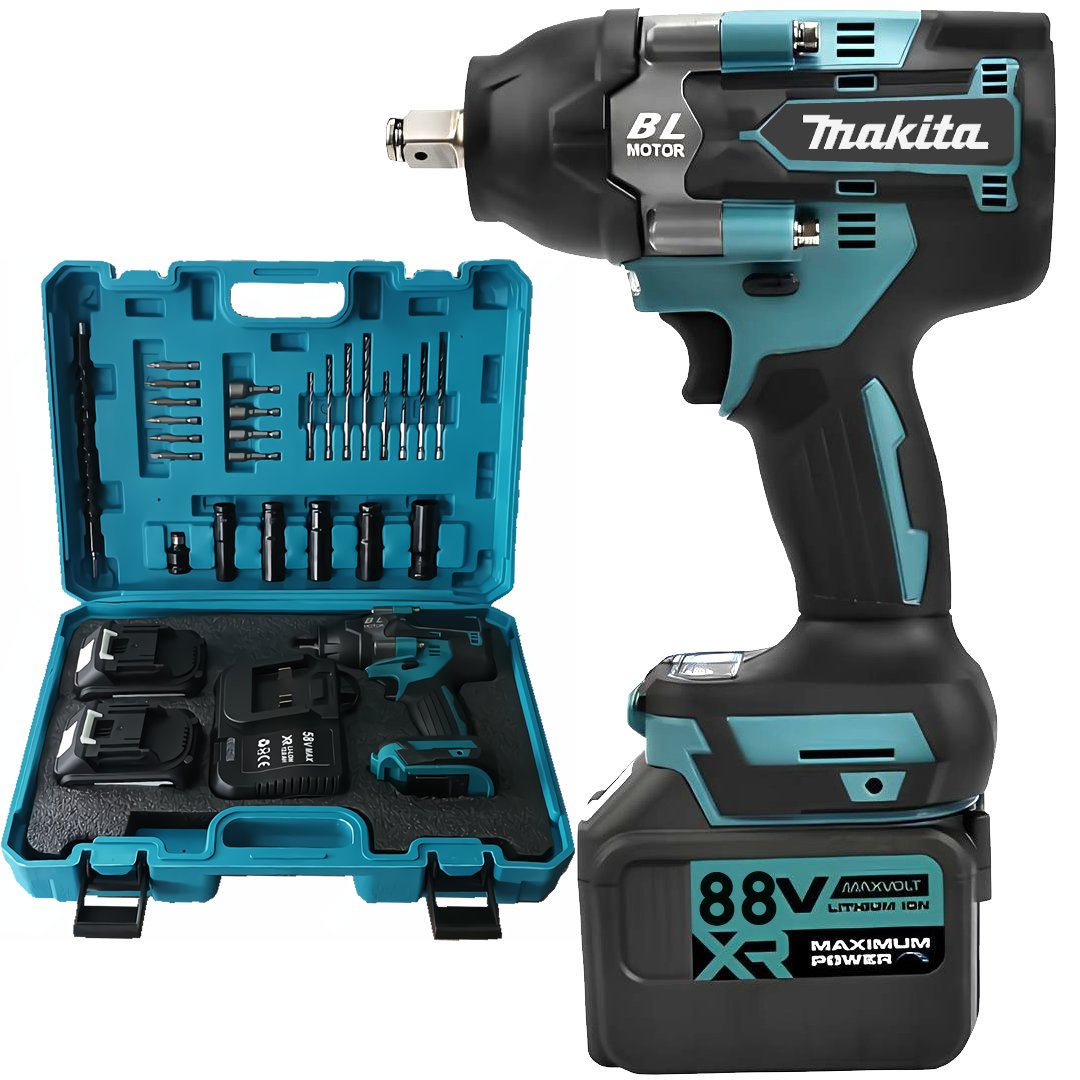 MakitaPlus MP008 Yeni Profesyonel Kömürsüz Akülü 1100Nm Somun Sıkma Sökme Seti  88vf 5ah 15 Pilli