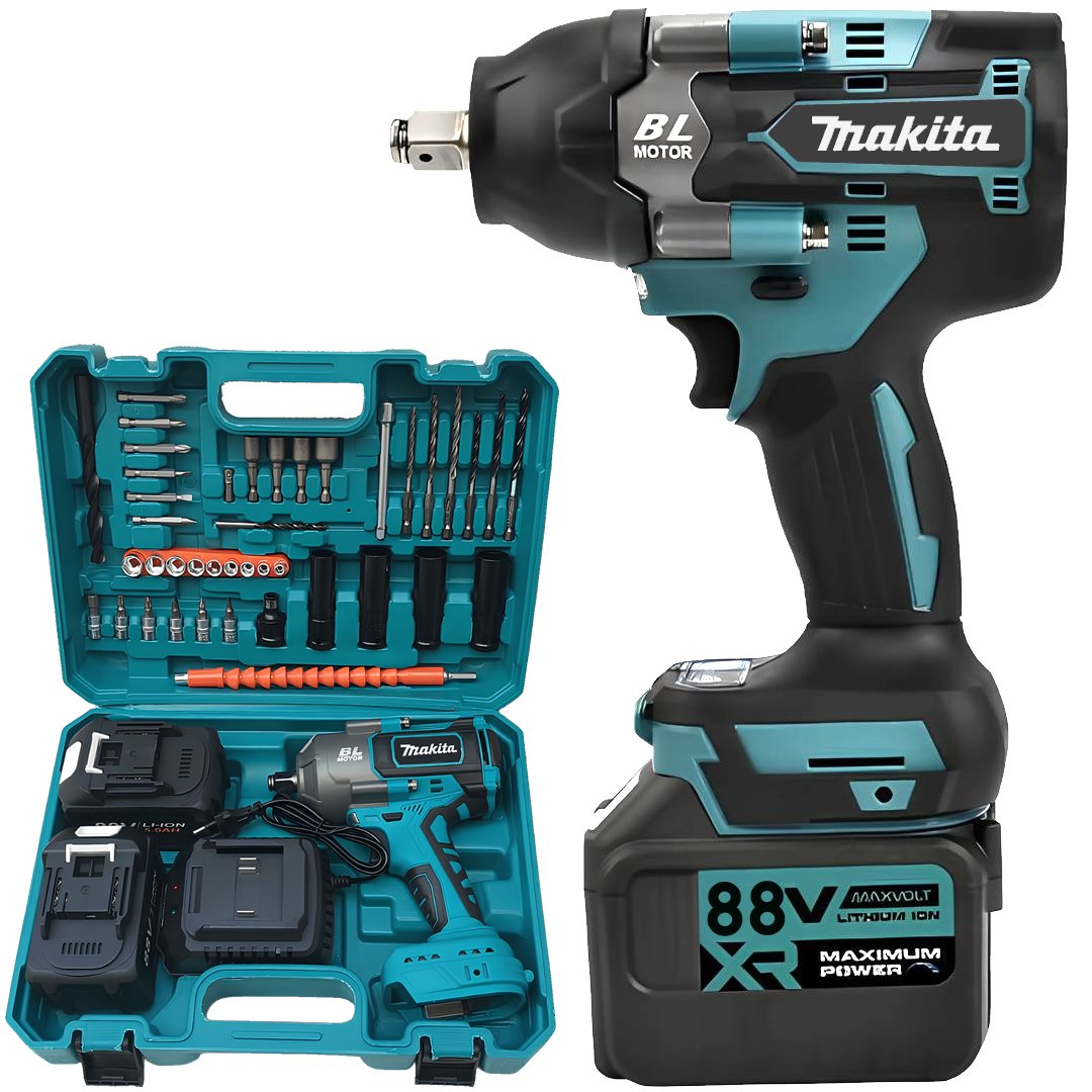 Makita MP008 Yeni Profesyonel Kömürsüz Akülü 1100Nm Somun Sıkma Sökme Seti  88vf 5ah 15 Pilli