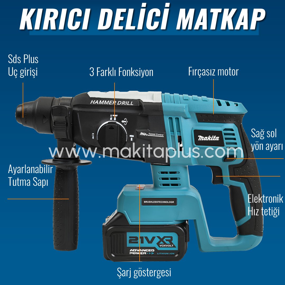 MakitaPlus MP010 Akülü Süper 5li Set Makina Kırıcı delici özellikleri