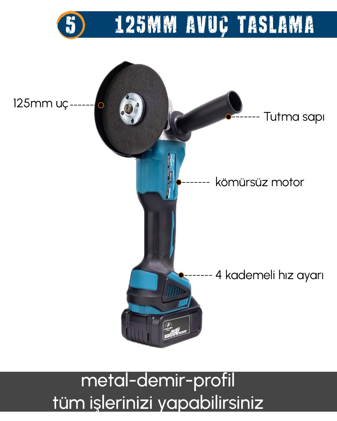 MakitaPlus MP010 Akülü 9 Lu Set  avuç taşlama özellikleri