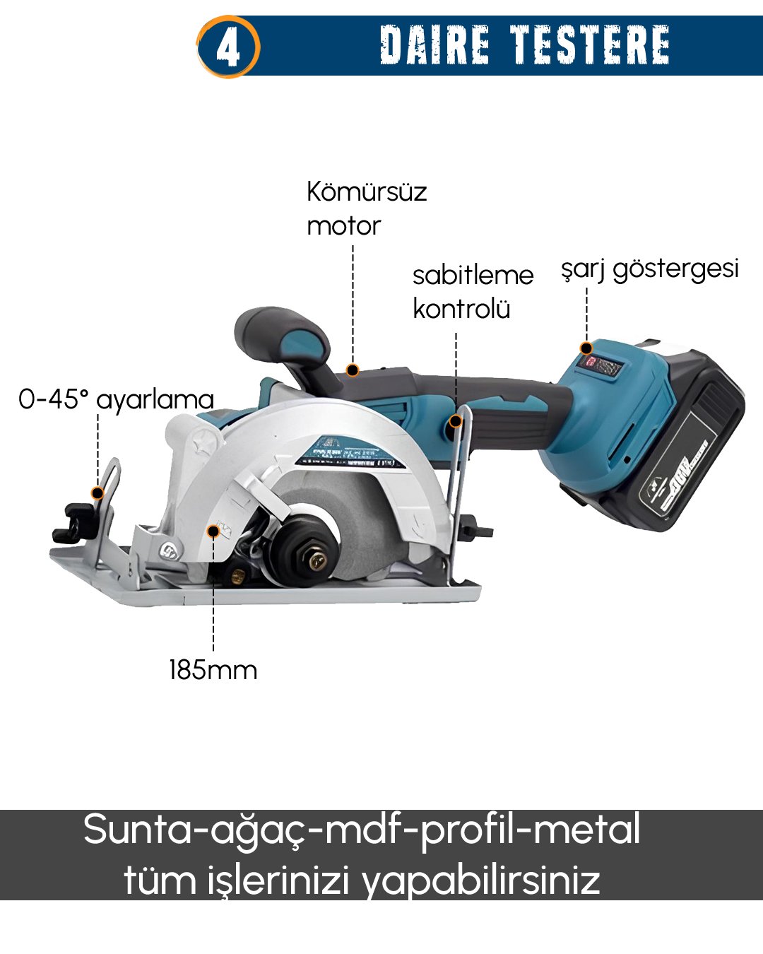 MakitaPlus MP010 Akülü 9 Lu Set  daire testere özellikleri