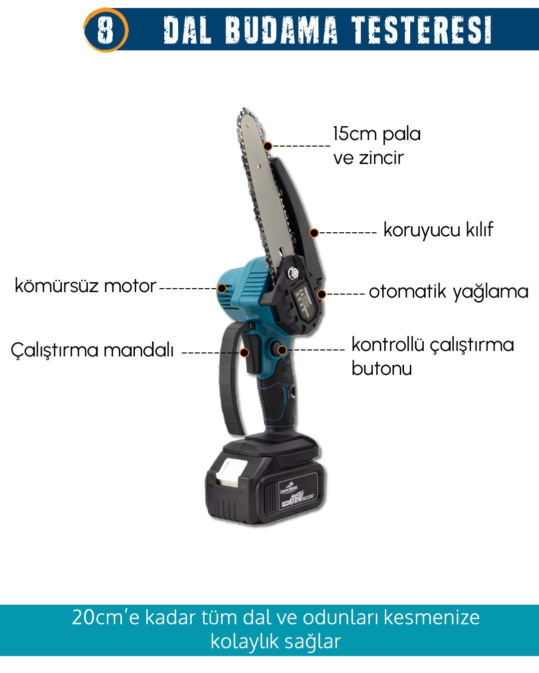 MakitaPlus MP010 Akülü 9 Lu Set  budama testere özellikleri