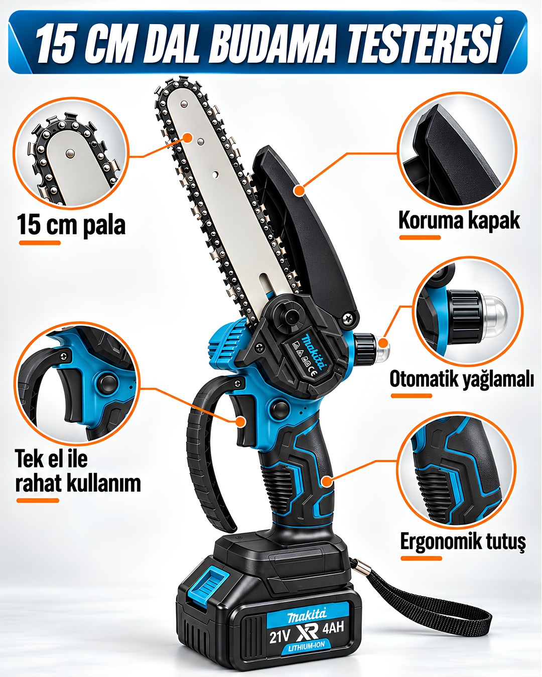 Makita Mp012 Komursuz Akulu 7li Set 15cm Dal Budama Testeresi