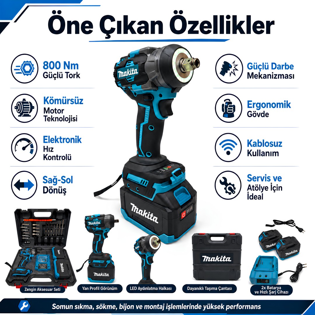 Makita Mp013 Cift Akulu 800 Nm Somun Sikma Sokme Makine Seti Yorum