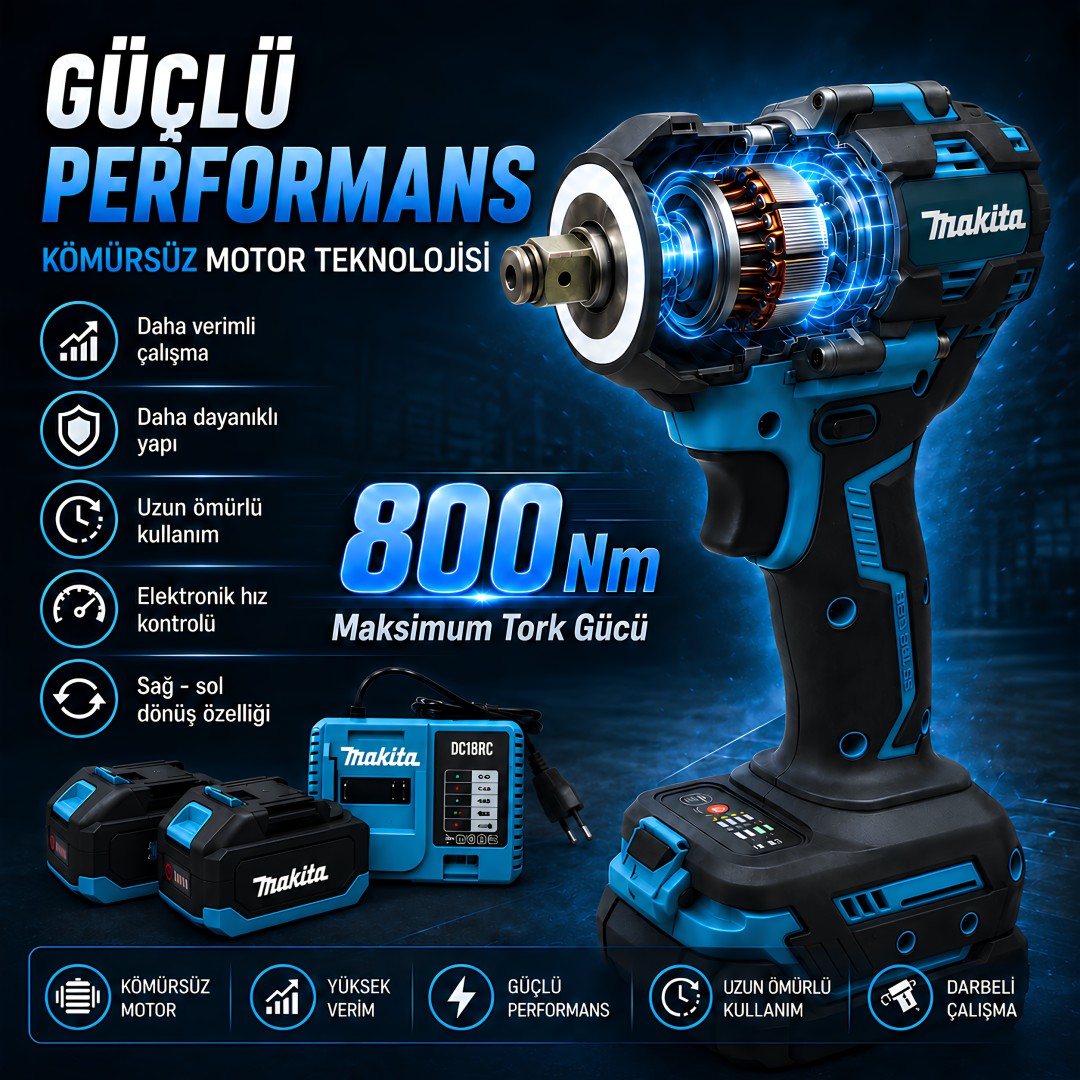 Makita Mp014 Cift Akulu 800 Nm Somun Sikma Sokme Teknik Ozellik