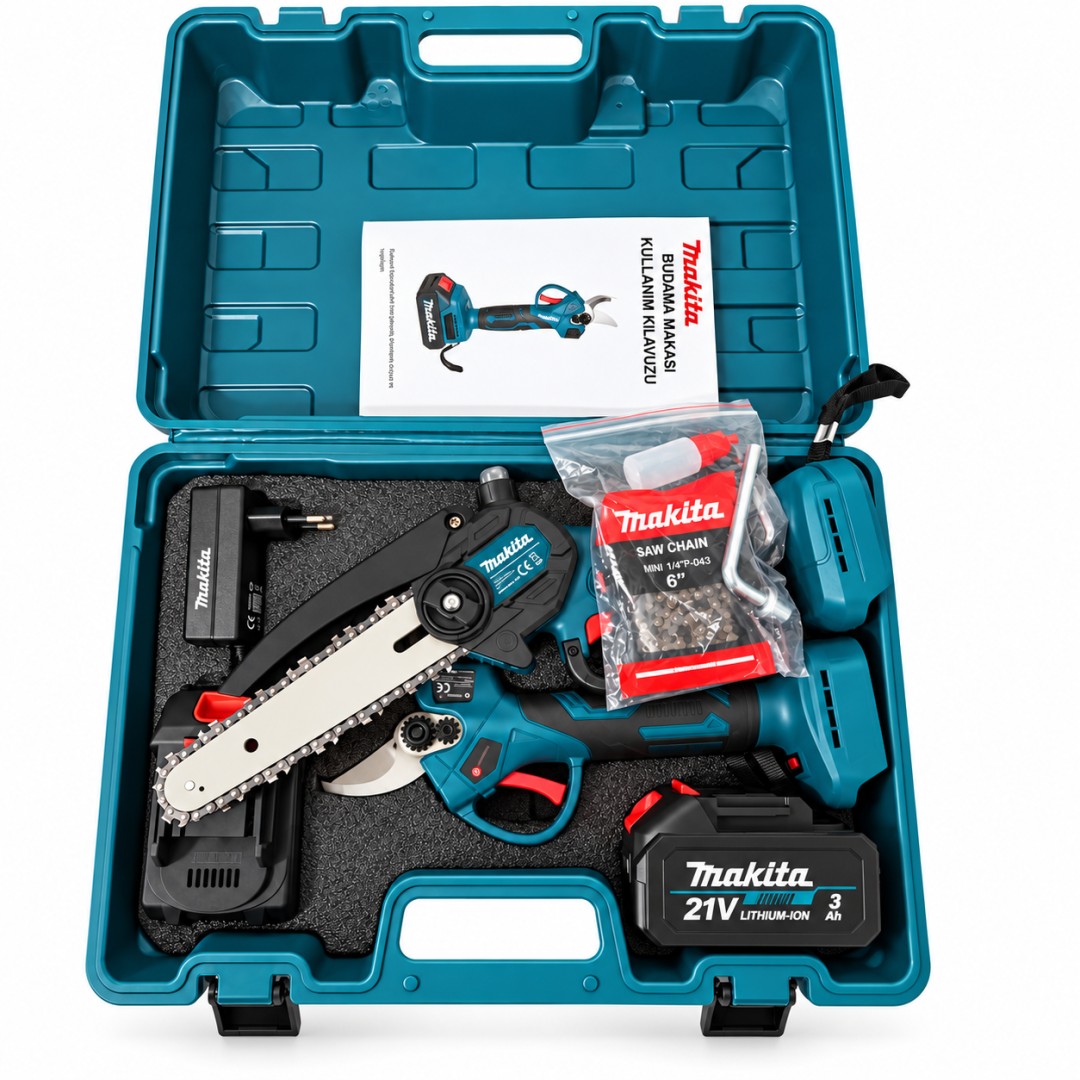 Makita Mp015 Profesyonel Komursuz Akulu 2li Bahce Seti Canta