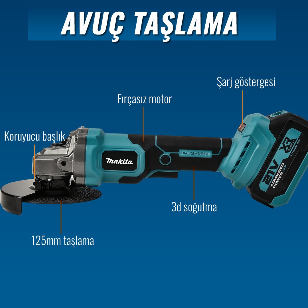 Makita MP002 Akülü Kömürsüz 6lı Set avuç taşlama özellikleri
