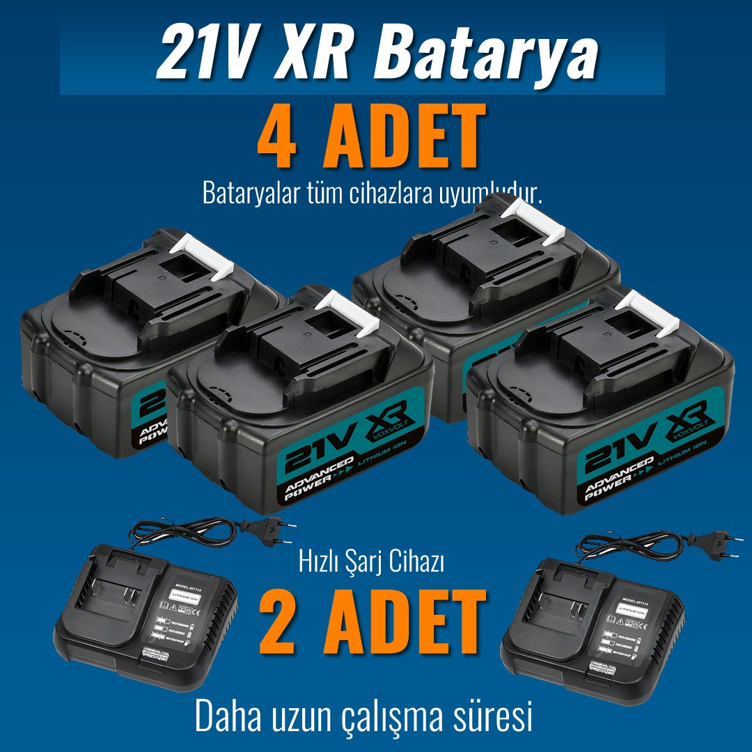 Makita MP002 Akülü Kömürsüz 6lı Set batarya ve şarj cihazı